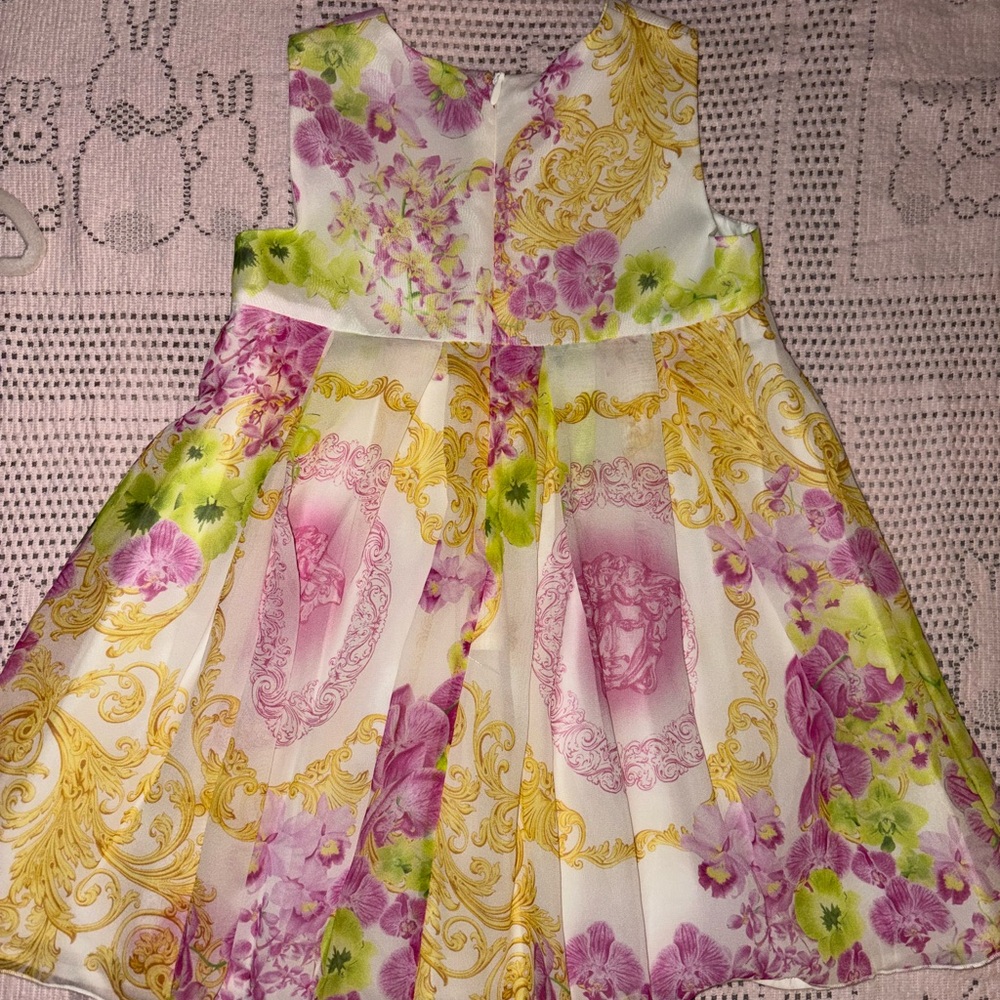 Versace Floral Toddler Dress, Pink and Yellow